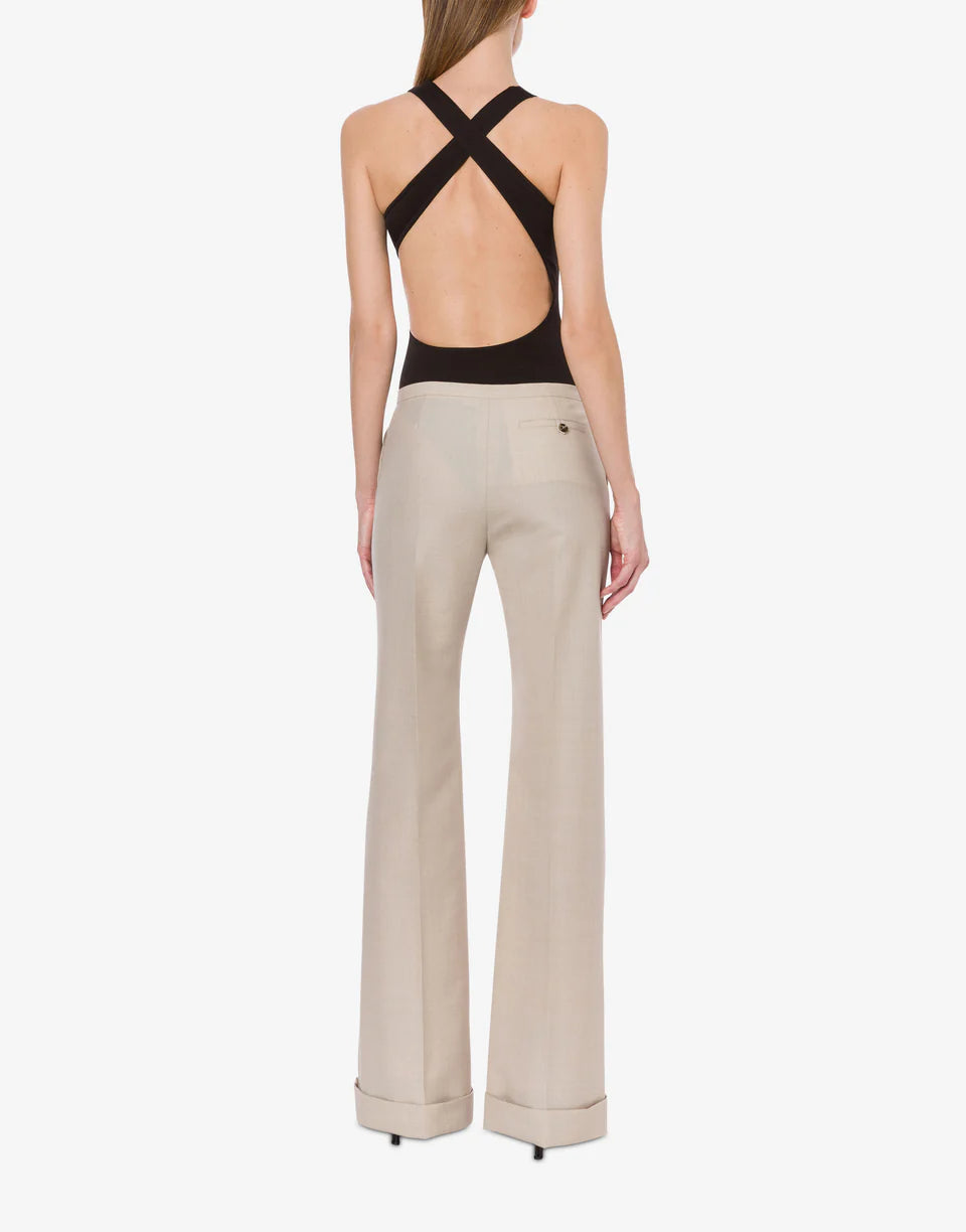Pantalone a vita bassa in fresco misto lana