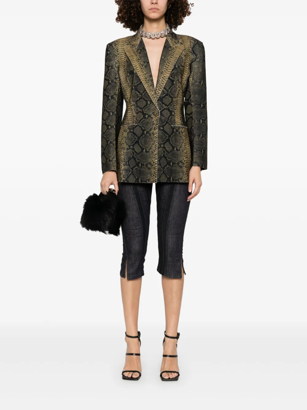 Blazer monopetto pitonato