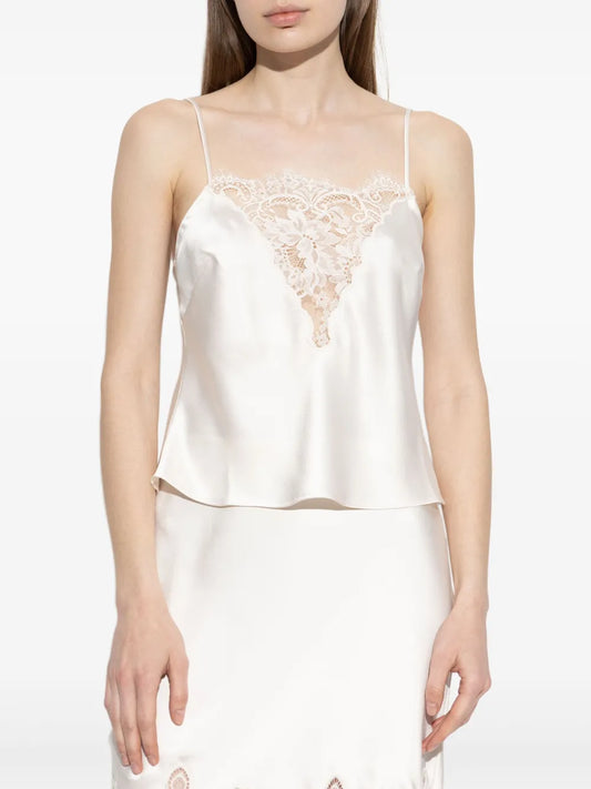 Top in raso con pizzo