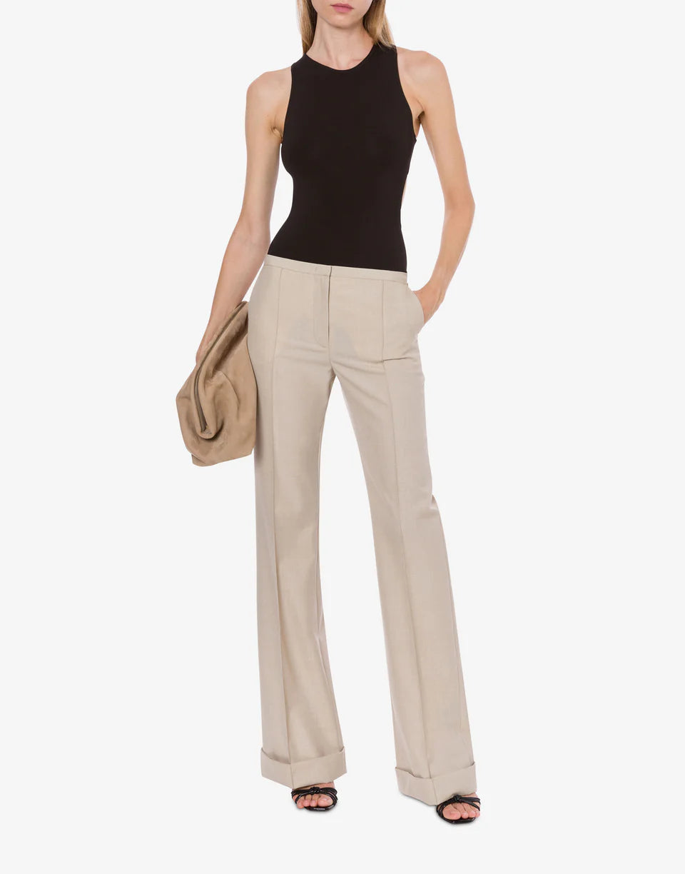 Pantalone a vita bassa in fresco misto lana
