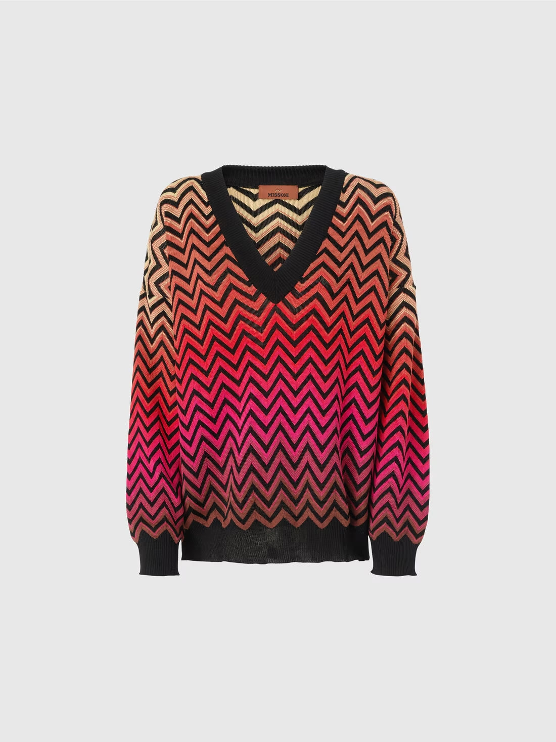 Maglia oversize motivo chevron dégradé con scollo a V