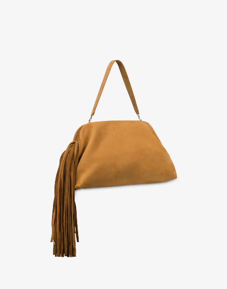 Maxi clutch in nabuk con frange