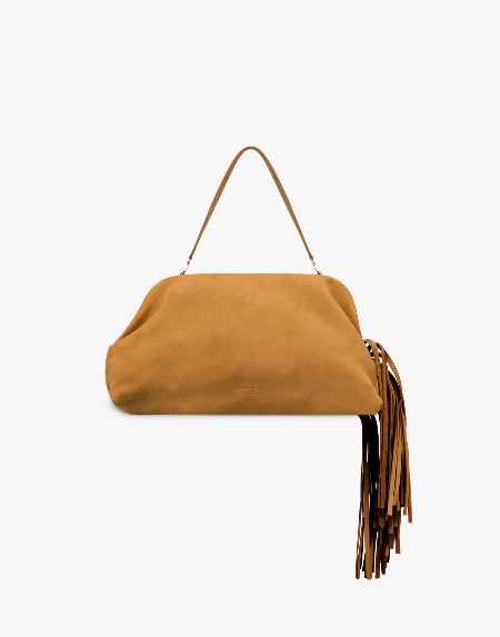 Maxi clutch in nabuk con frange