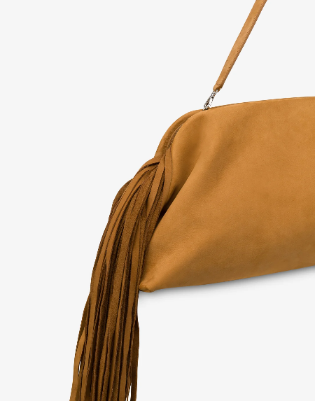Maxi clutch in nabuk con frange