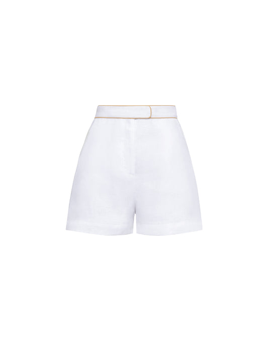 Short in lino bianco